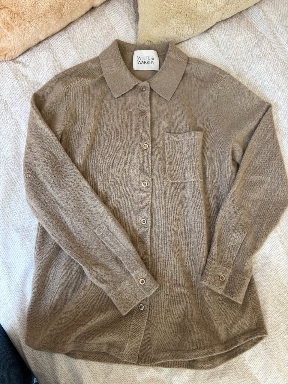 White + Warren Cashmere Button Down Sweater